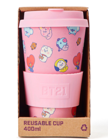 [BTS] BT21 Reusable Cup/ Tumbler 400ml (Pink)
